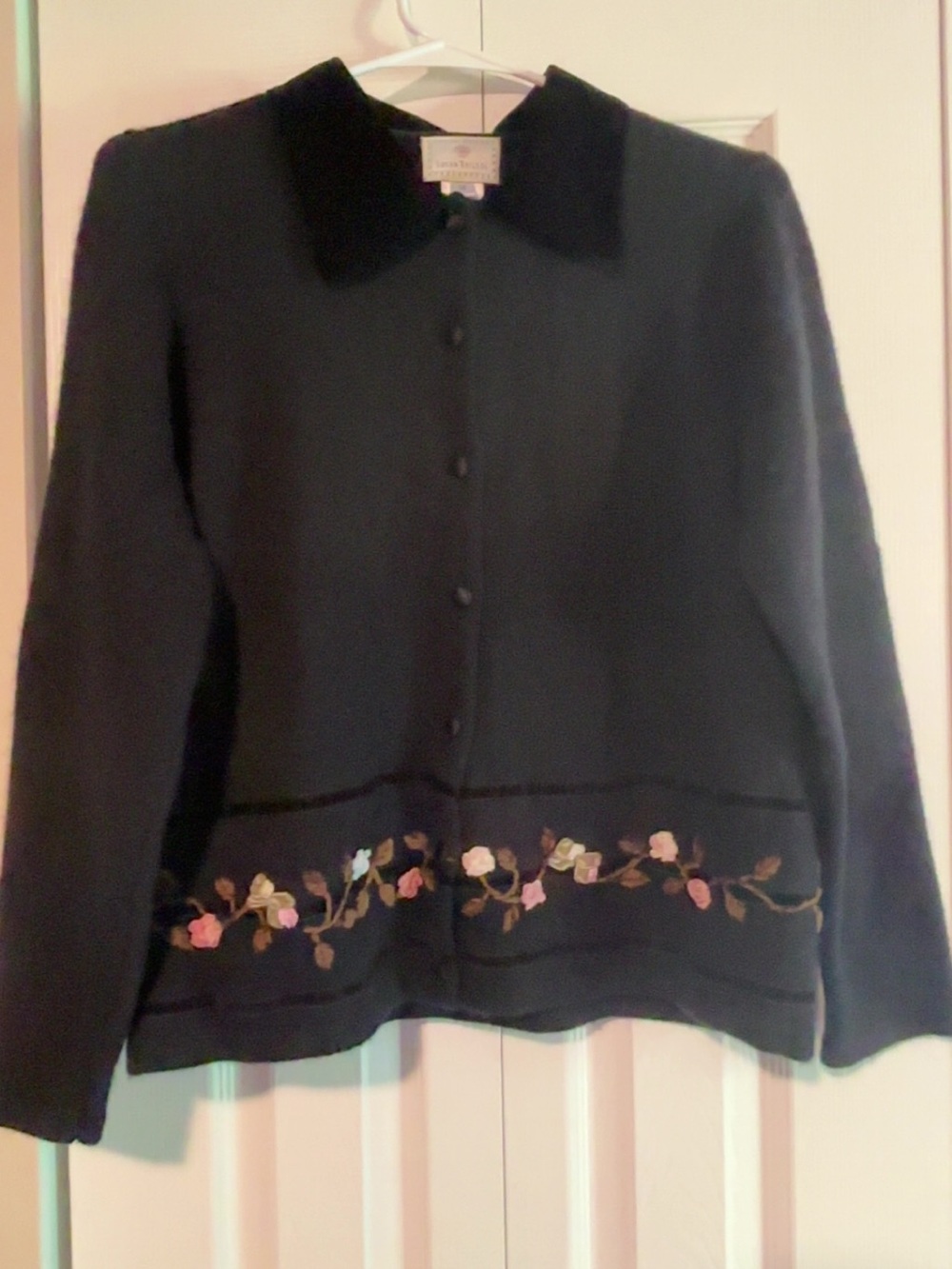 Vintage Susan Bristol Ladies Embroidered Cardigan Wool Blend Size M